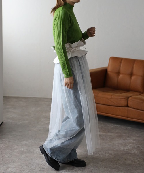 ap retro（アプレトロ）の「チュール付きフェイクレザーベルト（ベルト・レディース・ブラック/オフホワイト・FREE）」の11枚目の写真