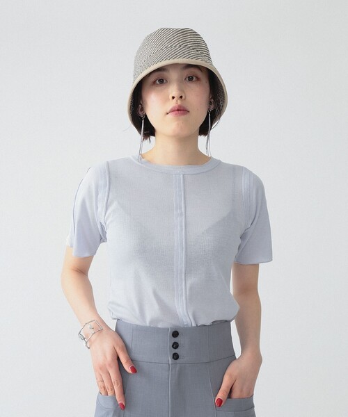 Ray BEAMS（レイビームス）の「RBS / テレコ センター シーム Tシャツ（Tシャツ/カットソー・レディース・ライトグレー/ホワイト・ONE SIZE）」の8枚目の写真