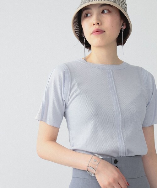 Ray BEAMS（レイビームス）の「RBS / テレコ センター シーム Tシャツ（Tシャツ/カットソー・レディース・ライトグレー/ホワイト・ONE SIZE）」の11枚目の写真