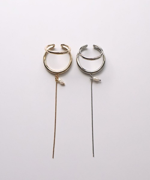 CEMONEMO（セモネモ）の「ダブルライン 淡水パール ロングイヤーカフ（イヤーカフ・レディース・ゴールド/シルバー・FREE）」の3枚目の写真