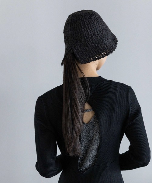 HARE（ハレ）の「カットアウトニットバケハ(HARE)（ハット・レディース・ブラック・FREE）」の3枚目の写真