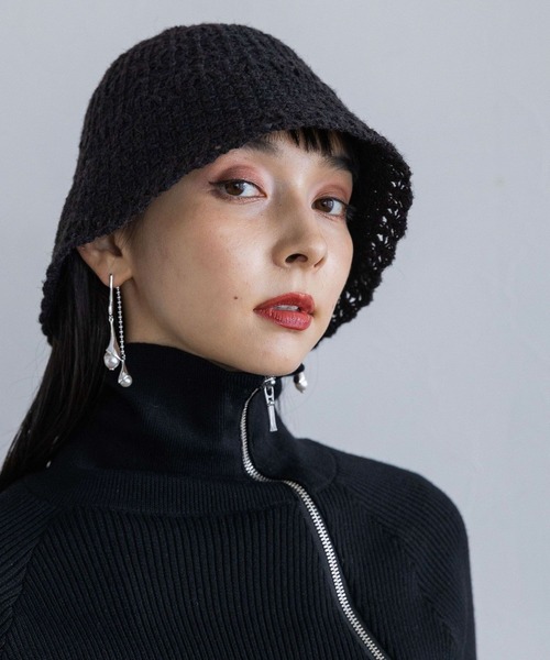 HARE（ハレ）の「カットアウトニットバケハ(HARE)（ハット・レディース・ブラック・FREE）」の6枚目の写真