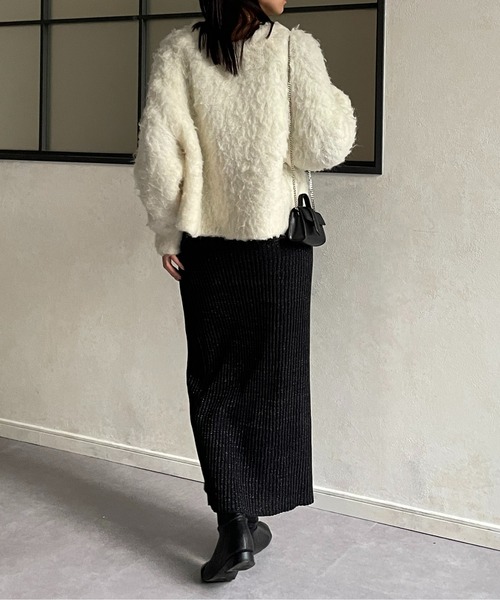 Thevon（ゼボン）の「ラメリブニットナロースカート（スカート・レディース・ライトグレー/サンドベージュ/ブラック・FREE）」の19枚目の写真