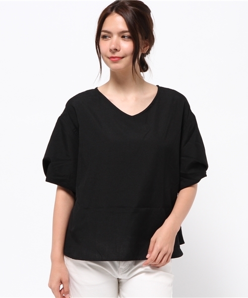 Kastane（カスタネ）の「【Kastane】袖WVネック2WAYプルオーバー（シャツ/ブラウス・レディース・オフホワイト/ブラック/キャメル/カーキ・FREE）」の10枚目の写真