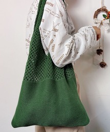 メッシュ編み 切り替えニットトートBAG