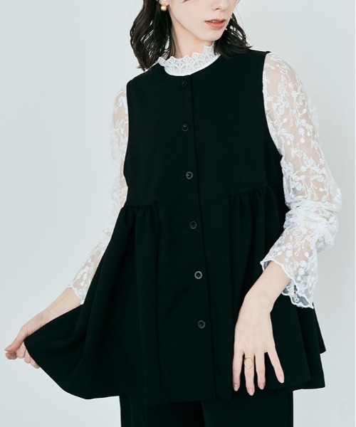 kirakiraShop(キラキラショップ)の「2way フレアジレ ベスト(ベスト・レディース・ブラック/アイボリー/ネイビー/ベージュ/チャコール/ブラウン系その他・M/L)」の11枚目の写真
