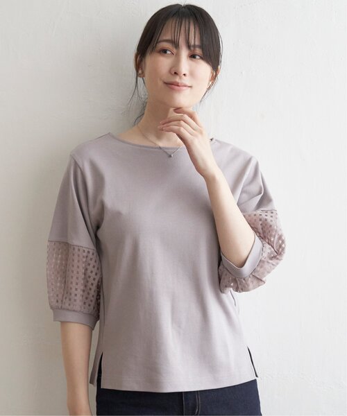 ikka（イッカ）の「袖シアレース切り替えプルオーバー（Tシャツ/カットソー・レディース・ライトグレー/ブラック/オフホワイト・M/L/S）」の18枚目の写真