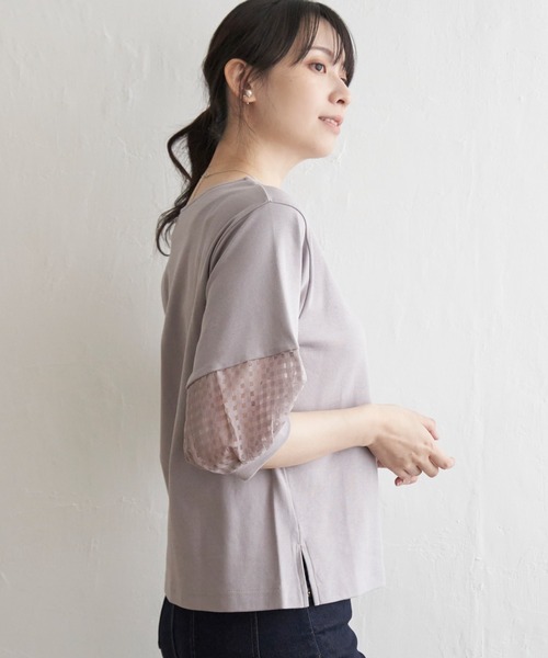 ikka（イッカ）の「袖シアレース切り替えプルオーバー（Tシャツ/カットソー・レディース・ライトグレー/ブラック/オフホワイト・M/L/S）」の11枚目の写真