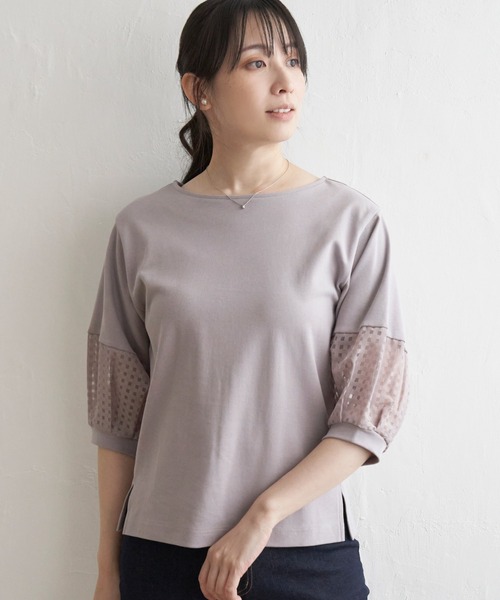 ikka（イッカ）の「袖シアレース切り替えプルオーバー（Tシャツ/カットソー・レディース・ライトグレー/ブラック/オフホワイト・M/L/S）」の12枚目の写真
