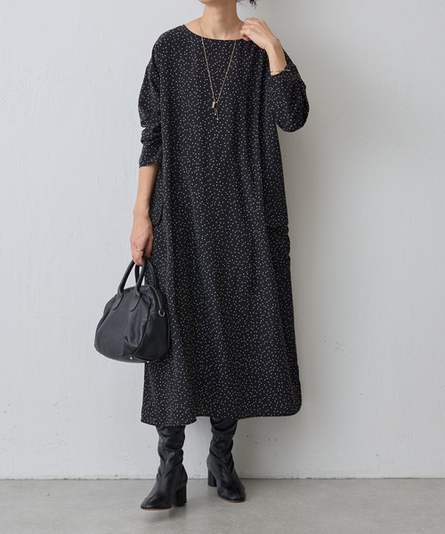 ビアズリー✳︎ BEARDSLEY✳︎ドット柄カジュアルワンピース✳︎ブラック✳︎ ドットカラーレスワンピース | BEARDSLEY(ビアズリー)レディース