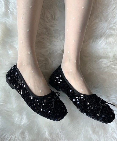 SHEPP（シープ）の「スパンコール リボン バレエシューズ（パンプス・レディース・シルバー/ブラック・36/38/40）」の8枚目の写真