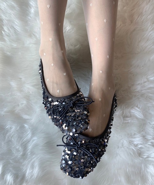 SHEPP（シープ）の「スパンコール リボン バレエシューズ（パンプス・レディース・シルバー/ブラック・36/38/40）」の10枚目の写真