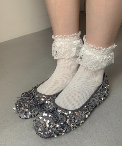 SHEPP（シープ）の「スパンコール リボン バレエシューズ（パンプス・レディース・シルバー/ブラック・36/38/40）」の15枚目の写真