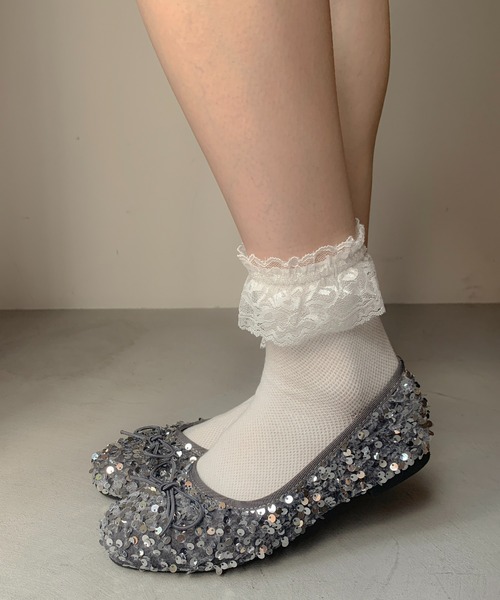 SHEPP（シープ）の「スパンコール リボン バレエシューズ（パンプス・レディース・シルバー/ブラック・36/38/40）」の16枚目の写真