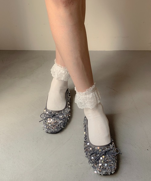SHEPP（シープ）の「スパンコール リボン バレエシューズ（パンプス・レディース・シルバー/ブラック・36/38/40）」の17枚目の写真