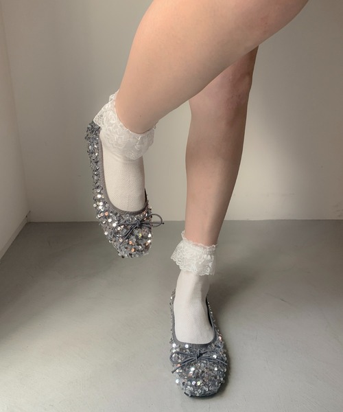 SHEPP（シープ）の「スパンコール リボン バレエシューズ（パンプス・レディース・シルバー/ブラック・36/38/40）」の18枚目の写真