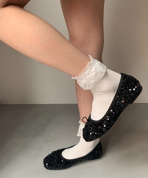 SHEPP（シープ）の「スパンコール リボン バレエシューズ（パンプス・レディース・シルバー/ブラック・36/38/40）」の13枚目の写真