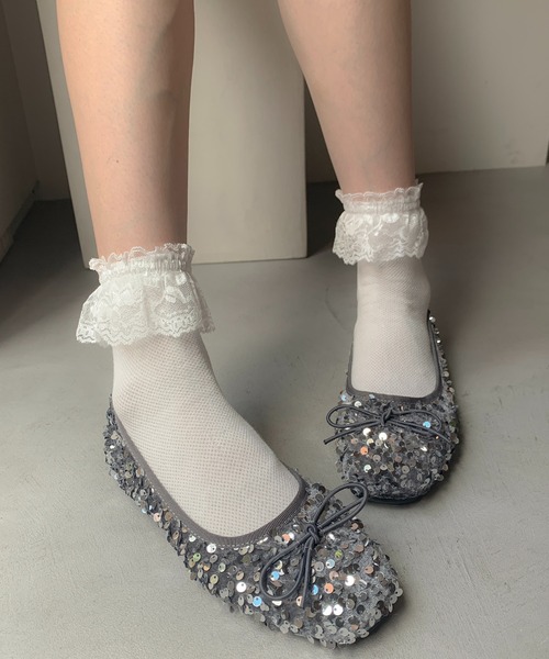 SHEPP（シープ）の「スパンコール リボン バレエシューズ（パンプス・レディース・シルバー/ブラック・36/38/40）」の19枚目の写真