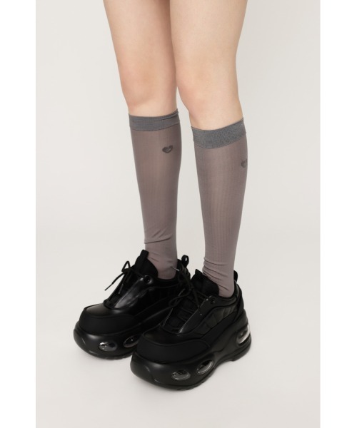 SLY(スライ)の「POINT LOGO SHEER SOCKS ポイント ロゴ シアー ソックス(ソックス/靴下・レディース・ブラック/杢グレー・FREE)」の5枚目の写真