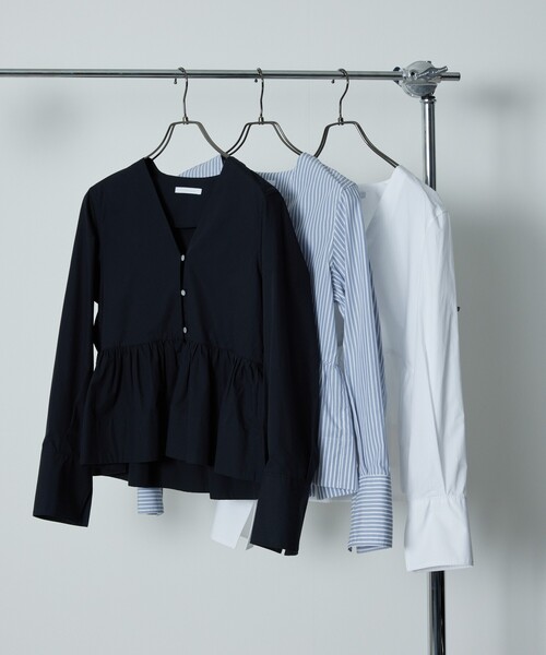 Firsthand（ファーストハンド）の「Firsthand/ファーストハンド ペプラムギャザーブラウス（シャツ/ブラウス・レディース・ブラック/その他13/ホワイト・ﾌﾘ-）」の2枚目の写真