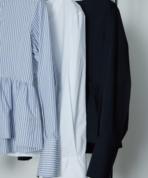 Firsthand（ファーストハンド）の「Firsthand/ファーストハンド ペプラムギャザーブラウス（シャツ/ブラウス・レディース・ブラック/その他13/ホワイト・ﾌﾘ-）」の6枚目の写真