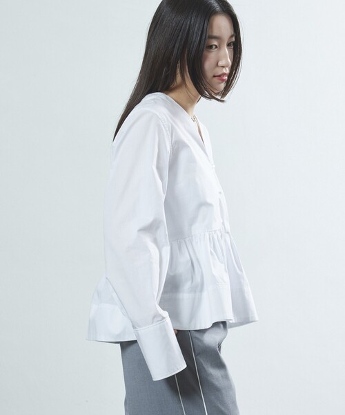 Firsthand（ファーストハンド）の「Firsthand/ファーストハンド ペプラムギャザーブラウス（シャツ/ブラウス・レディース・ブラック/その他13/ホワイト・ﾌﾘ-）」の15枚目の写真