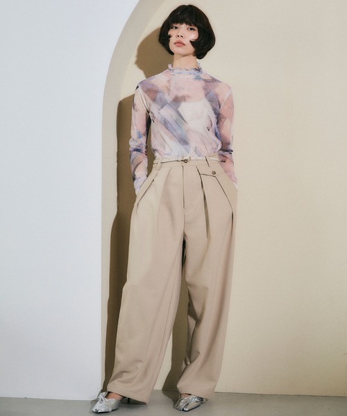 ELLEgirl（エルガール）の「ハイネック転写総柄シアートップス【ELLEgirl/エル ガール】（Tシャツ/カットソー・レディース・ベージュ系その他/ピンク・FREE）」の13枚目の写真