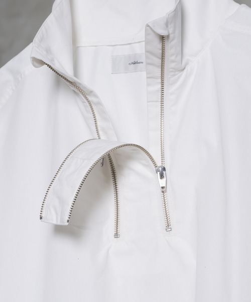 Double half zip cotton nylon pullover/ダブルハーフジップコットン 