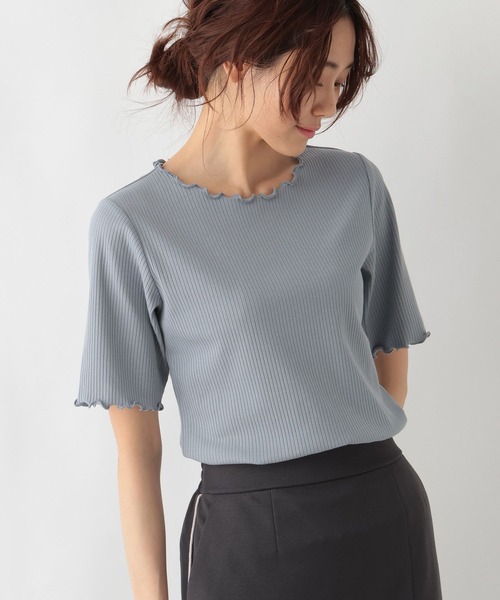 GLOBAL WORK(グローバルワーク)の「Beauteeメローリブ5分袖/987163(Tシャツ/カットソー・レディース・ホワイト×ブラック/サックスブルー/ブラック/アイボリー/モカ・LARGE/MEDIUM)」の22枚目の写真