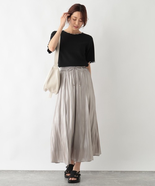 GLOBAL WORK(グローバルワーク)の「Beauteeメローリブ5分袖/987163(Tシャツ/カットソー・レディース・ホワイト×ブラック/サックスブルー/ブラック/アイボリー/モカ・LARGE/MEDIUM)」の17枚目の写真