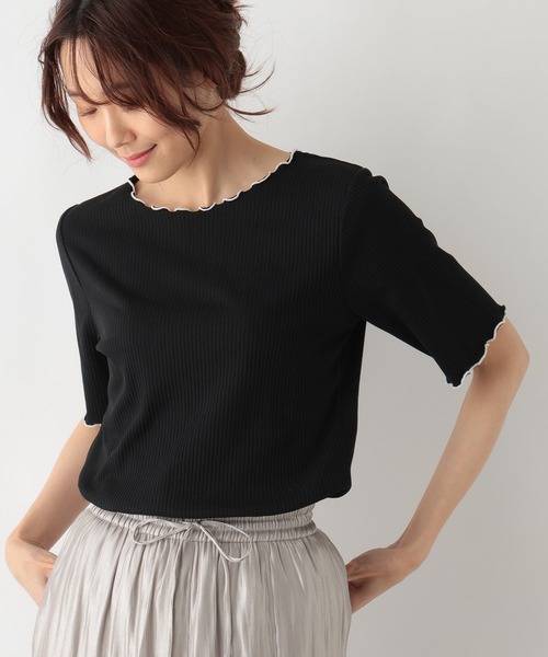 GLOBAL WORK(グローバルワーク)の「Beauteeメローリブ5分袖/987163(Tシャツ/カットソー・レディース・ホワイト×ブラック/サックスブルー/ブラック/アイボリー/モカ・LARGE/MEDIUM)」の18枚目の写真