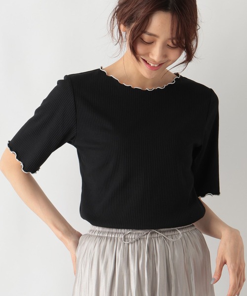 GLOBAL WORK(グローバルワーク)の「Beauteeメローリブ5分袖/987163(Tシャツ/カットソー・レディース・ホワイト×ブラック/サックスブルー/ブラック/アイボリー/モカ・LARGE/MEDIUM)」の19枚目の写真