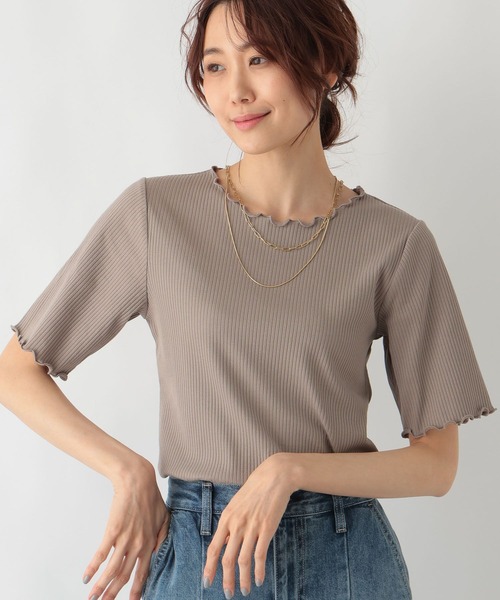 GLOBAL WORK(グローバルワーク)の「Beauteeメローリブ5分袖/987163(Tシャツ/カットソー・レディース・ホワイト×ブラック/サックスブルー/ブラック/アイボリー/モカ・LARGE/MEDIUM)」の10枚目の写真