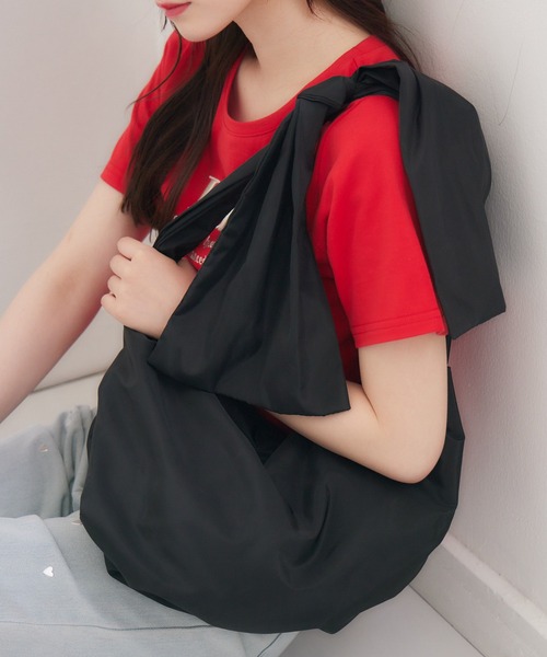 ems excite（エムズエキサイト）の「リボンショルダーバッグ（ショルダーバッグ・レディース・オフホワイト/ブラック/パープル・ONE SIZE）」の2枚目の写真