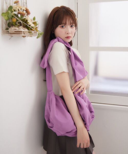 ems excite（エムズエキサイト）の「リボンショルダーバッグ（ショルダーバッグ・レディース・オフホワイト/ブラック/パープル・ONE SIZE）」の15枚目の写真