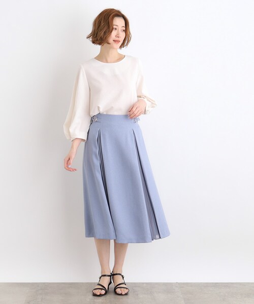 grove(グローブ)の「◆マチプリーツサイドベルトスカート(スカート・レディース・ネイビー/ブルー/ベージュ・05/04/03/02/01)」の9枚目の写真