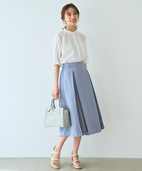 grove(グローブ)の「◆マチプリーツサイドベルトスカート(スカート・レディース・ネイビー/ブルー/ベージュ・05/04/03/02/01)」の11枚目の写真