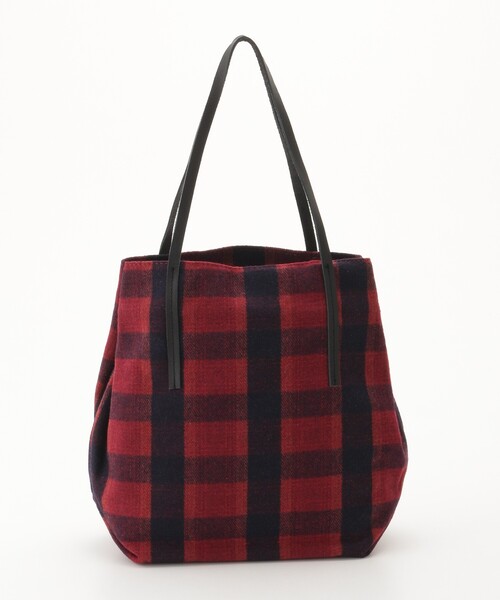 &Bridge(アンドブリッジ)の「Earth Made (アースメイド) トートバッグ(RDチェック)(トートバッグ・レディース・レッド系4・99)」の2枚目の写真