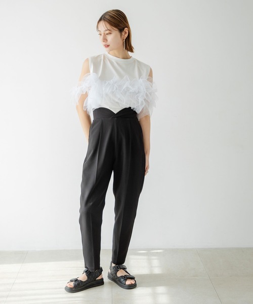 rectangle（レクタングル）の「3WAYチュールドッキングカットソー（Tシャツ/カットソー・レディース・オフホワイト/ブラック・FREE）」の9枚目の写真