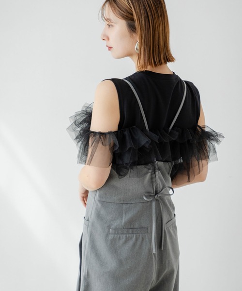 rectangle（レクタングル）の「3WAYチュールドッキングカットソー（Tシャツ/カットソー・レディース・オフホワイト/ブラック・FREE）」の15枚目の写真