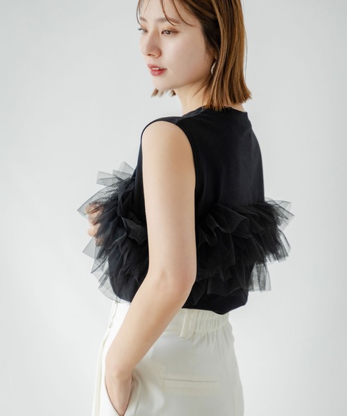 rectangle（レクタングル）の「3WAYチュールドッキングカットソー（Tシャツ/カットソー・レディース・オフホワイト/ブラック・FREE）」の22枚目の写真