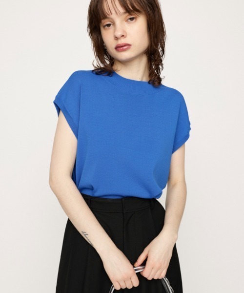 SLY(スライ)の「WASHABLE H/N TOPS ウォッシャブル ハイネック トップス(Tシャツ/カットソー・レディース・ブルー/アイボリー/ブラック・FREE)」の3枚目の写真