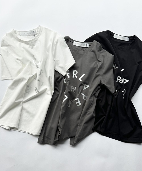 PICCIN PERLA（ピッチンペルラ）の「サークルプリントTシャツ（Tシャツ/カットソー・レディース・チャコールグレー/オフホワイト/ブラック・M）」の14枚目の写真