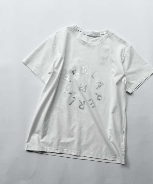 PICCIN PERLA（ピッチンペルラ）の「サークルプリントTシャツ（Tシャツ/カットソー・レディース・チャコールグレー/オフホワイト/ブラック・M）」の16枚目の写真
