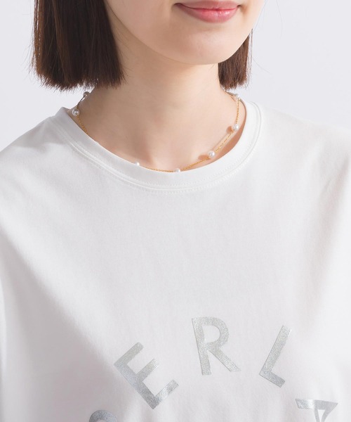 PICCIN PERLA（ピッチンペルラ）の「サークルプリントTシャツ（Tシャツ/カットソー・レディース・チャコールグレー/オフホワイト/ブラック・M）」の9枚目の写真