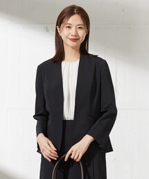 J.PRESS Ladies（J.プレス レディス）の「【セットアップ対応・洗える】DRYウーステッド ノーカラー ジャケット（ノーカラージャケット）」