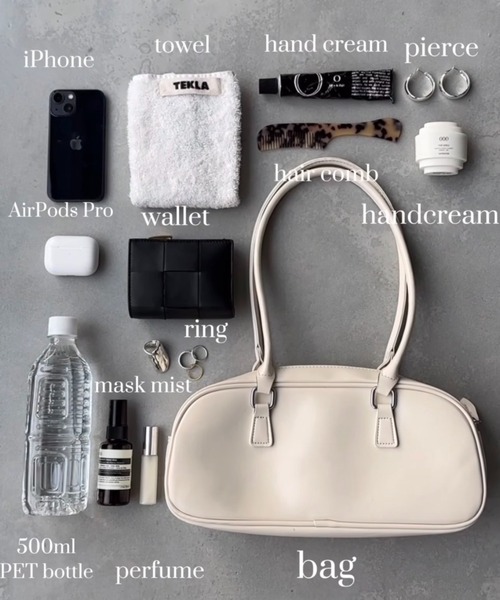 NEUNA（ヌナ）の「ロングレザーボストンフルートショルダーバッグ（ボストンバッグ・レディース・アイボリー/ブラック/レッド・FREE）」の12枚目の写真