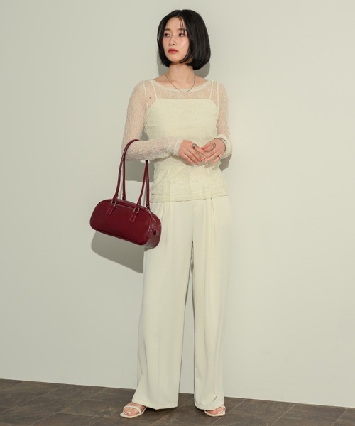 NEUNA（ヌナ）の「ロングレザーボストンフルートショルダーバッグ（ボストンバッグ・レディース・アイボリー/ブラック/レッド・FREE）」の20枚目の写真