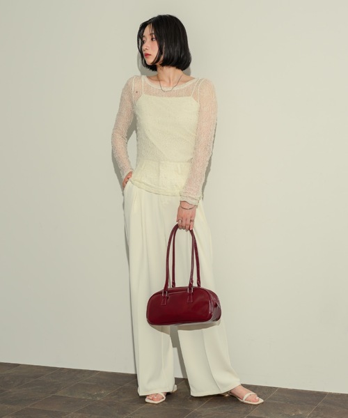 NEUNA（ヌナ）の「ロングレザーボストンフルートショルダーバッグ（ボストンバッグ・レディース・アイボリー/ブラック/レッド・FREE）」の19枚目の写真