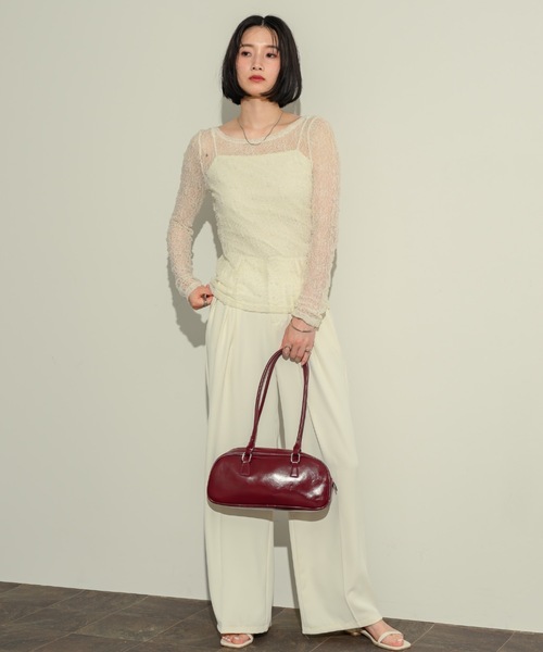 NEUNA（ヌナ）の「ロングレザーボストンフルートショルダーバッグ（ボストンバッグ・レディース・アイボリー/ブラック/レッド・FREE）」の22枚目の写真